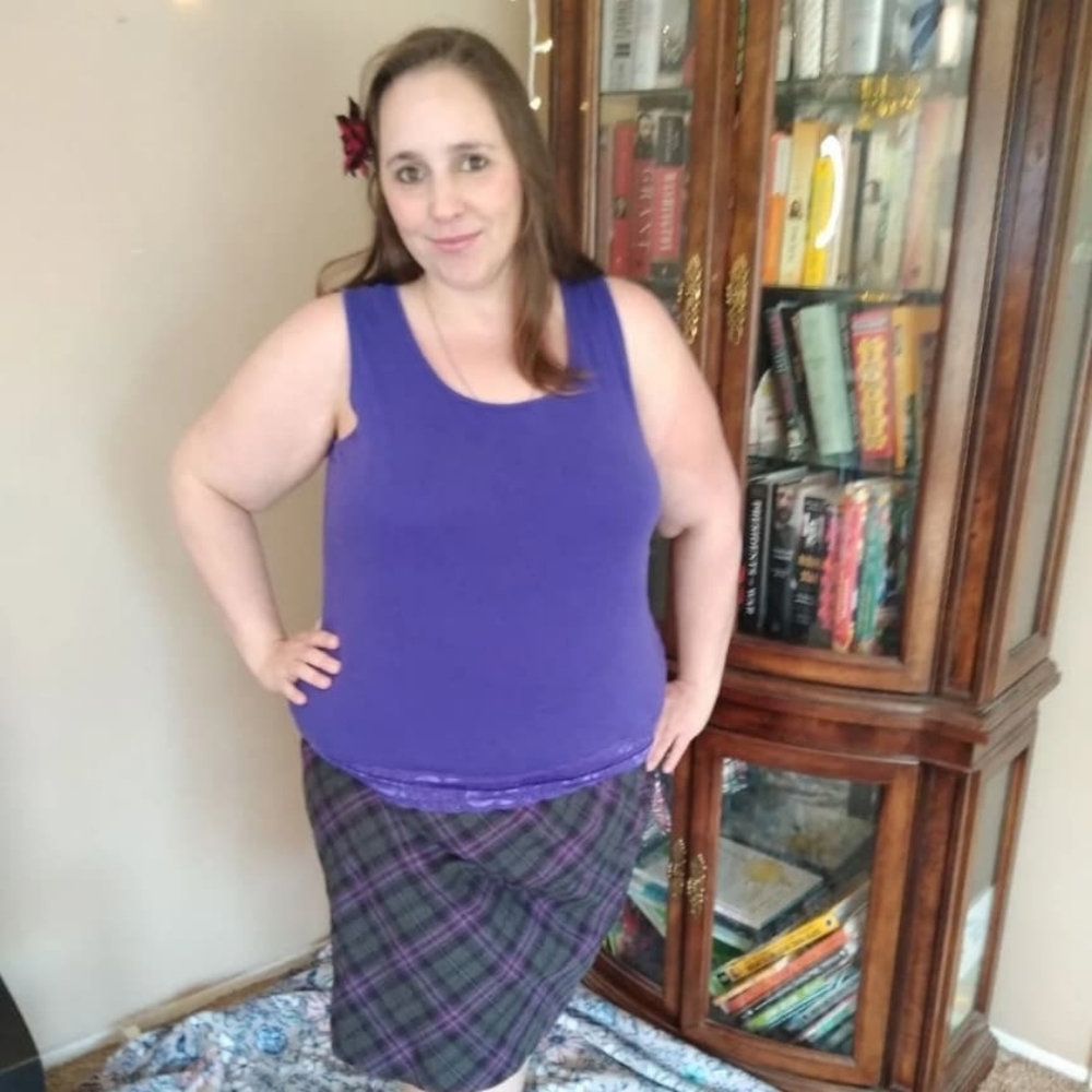 Purple plaid skirt